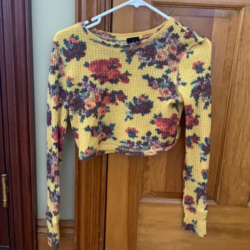 Urban Outfitters Yellow Floral Long Sleeve Top